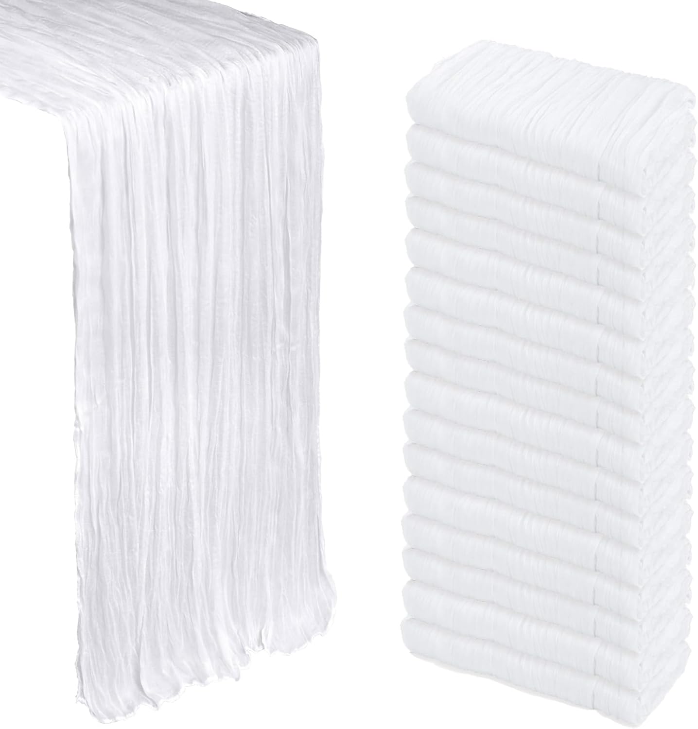 16 Pack White Cheesecloth Table Runner for Elegant Decor