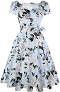 Women's Classic Tea Dress with Pockets - Short Sleeve A-line Knee