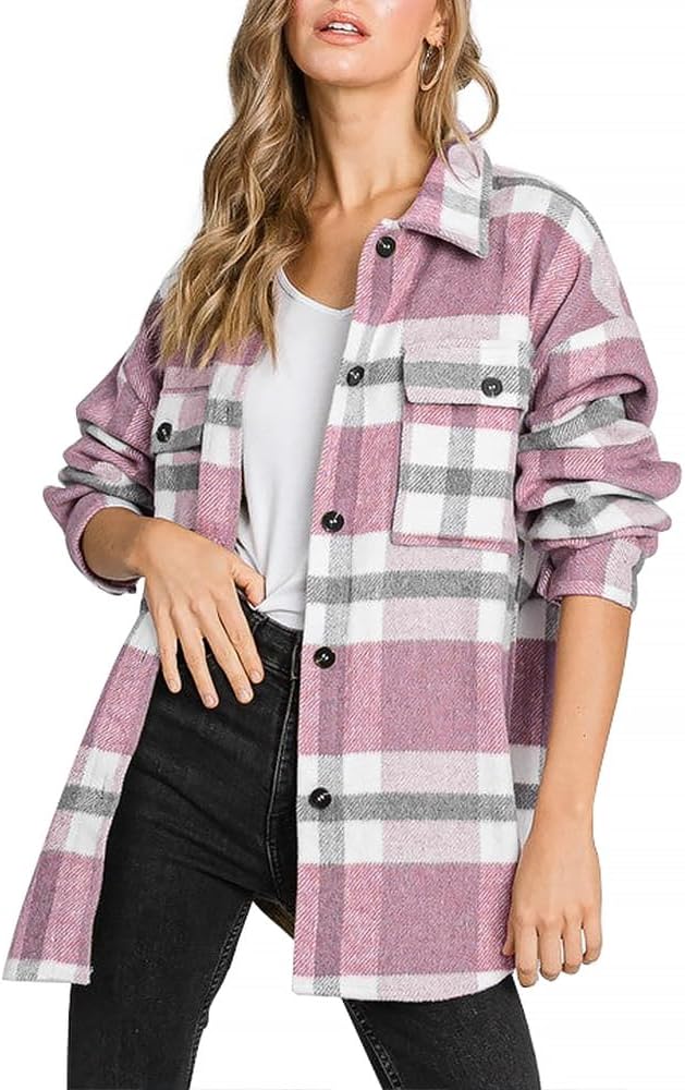 Beaully Women's Flannel Plaid Shacket for Fall Outfits