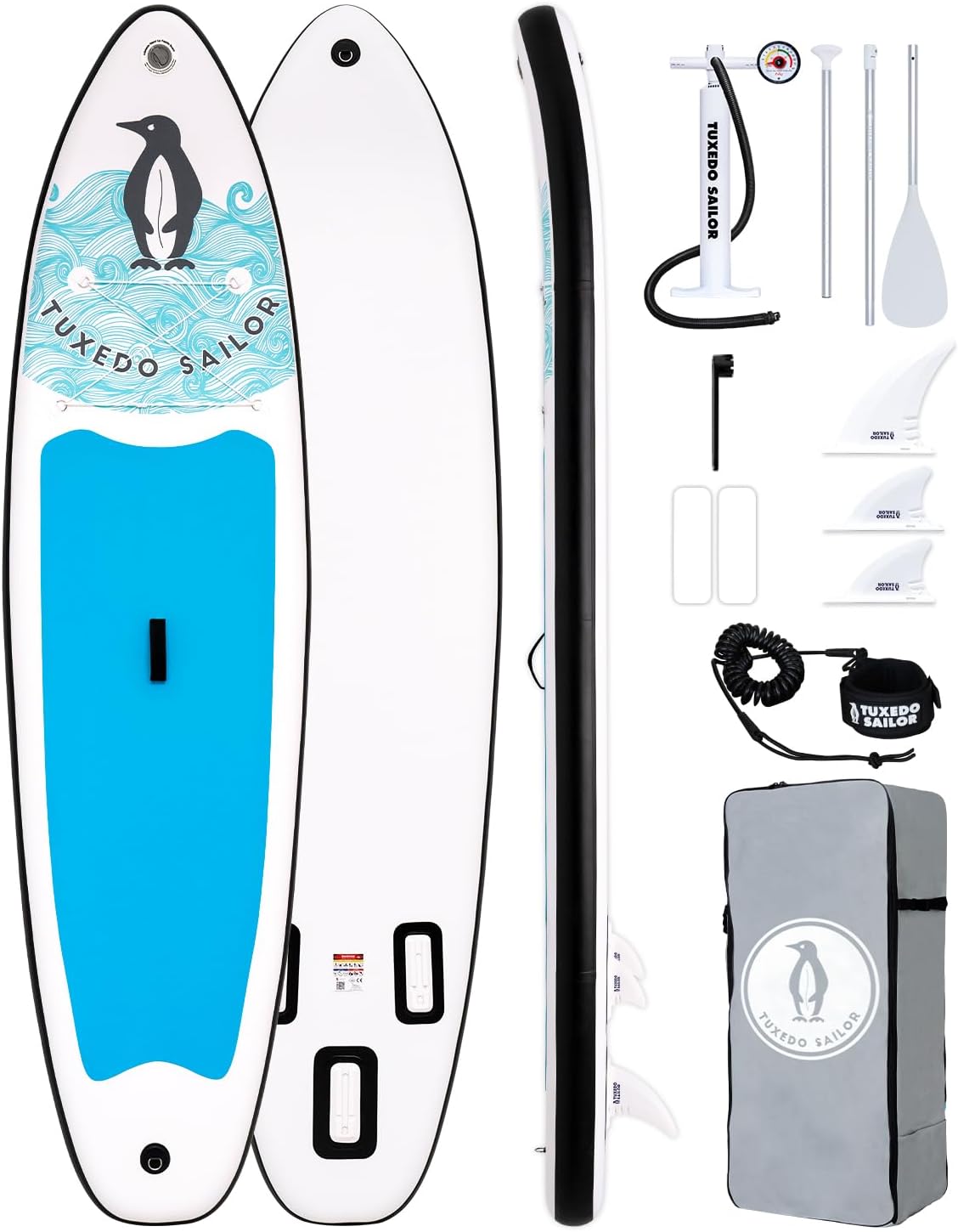 Tuxedo Sailor Inflatable Stand Up Paddle Board for All Skill Levels