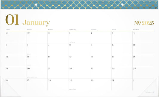 Cambridge 2025 Desk Calendar, Monthly, Seaside Blue, WorkStyle