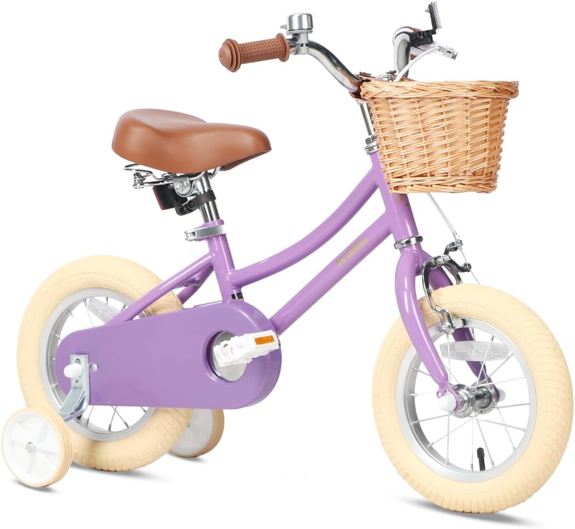 Petimini Girls Bike with Basket for Kids 2-12 Years Old
