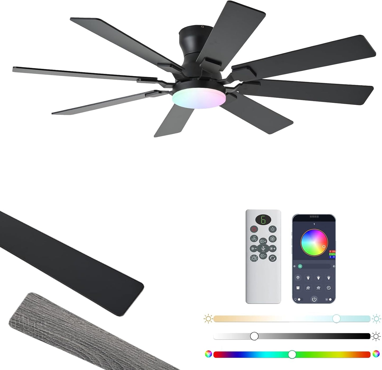 52 inch Ceiling Fan with Light and Remote Control for Comfort