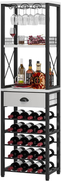 Freestanding Wine Rack Floor Cabinet with Glass Holder - 4-Tier
