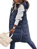 HEEKPEK Womens Long Puffer Vest Hooded Sleeveless Coat - Warm Layering