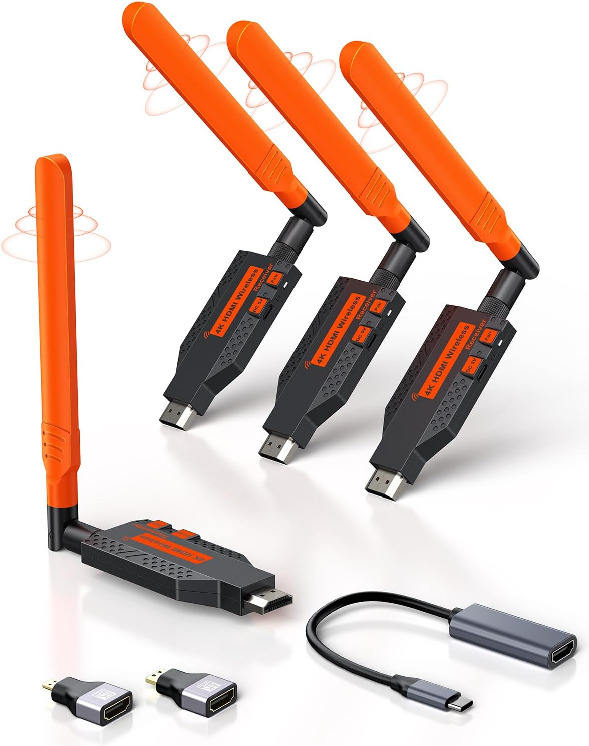 Wireless HDMI Transmitter with 3 Receivers for Multi-Screen Use