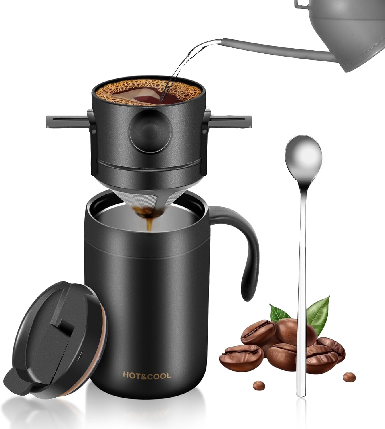 Portable 16oz Pour Over Coffee Maker Set - Travel Essential!
