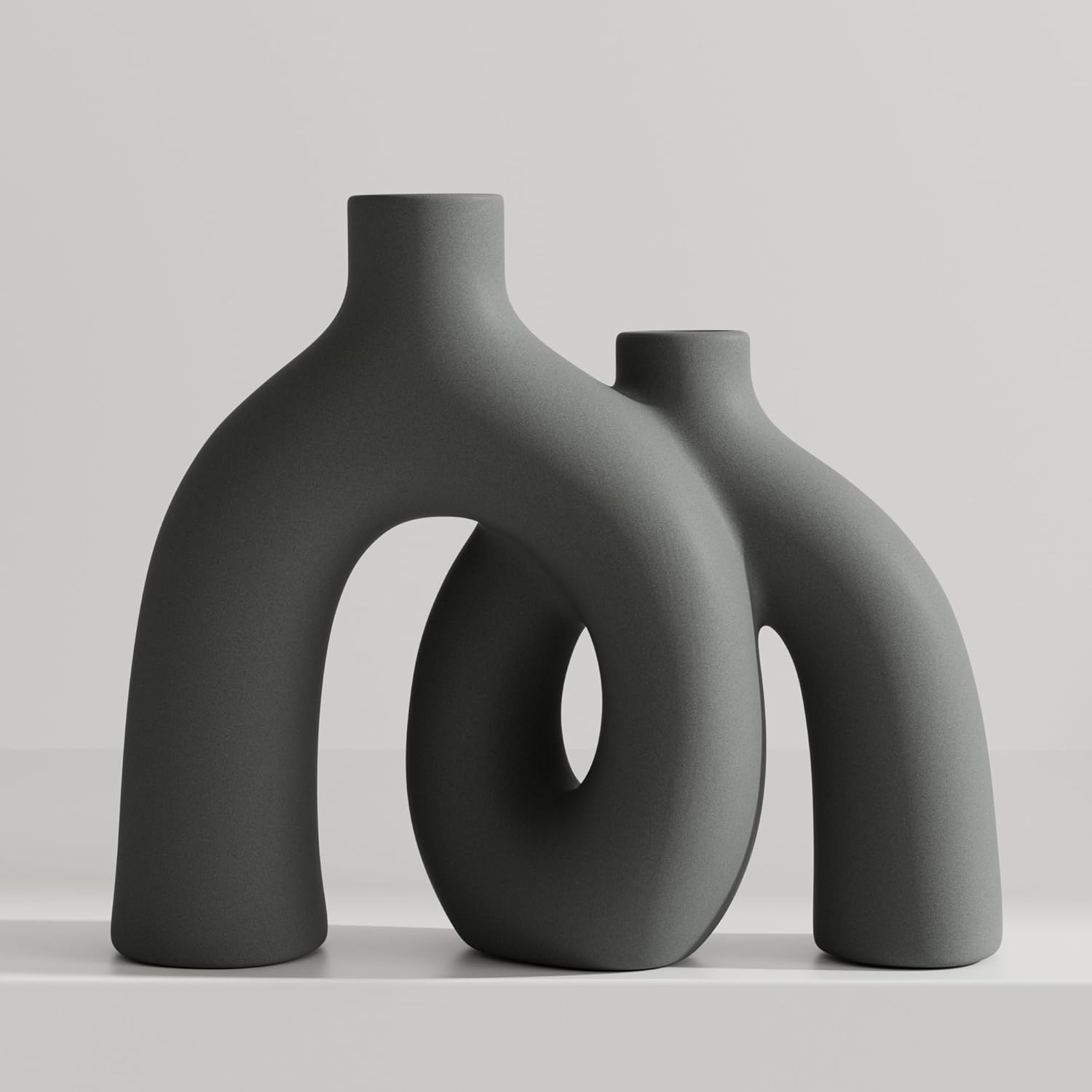 Hug Donut Decorative Vase Set - Dark Gray Modern Minimalism
