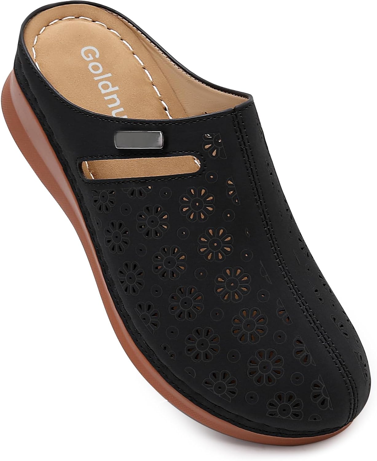 Closed Toe Clogs for Women Slip-On Mules with Floral Design