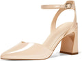 Womens Closed Toe Chunky Block Heel Ankle Strap Pumps - Dressy