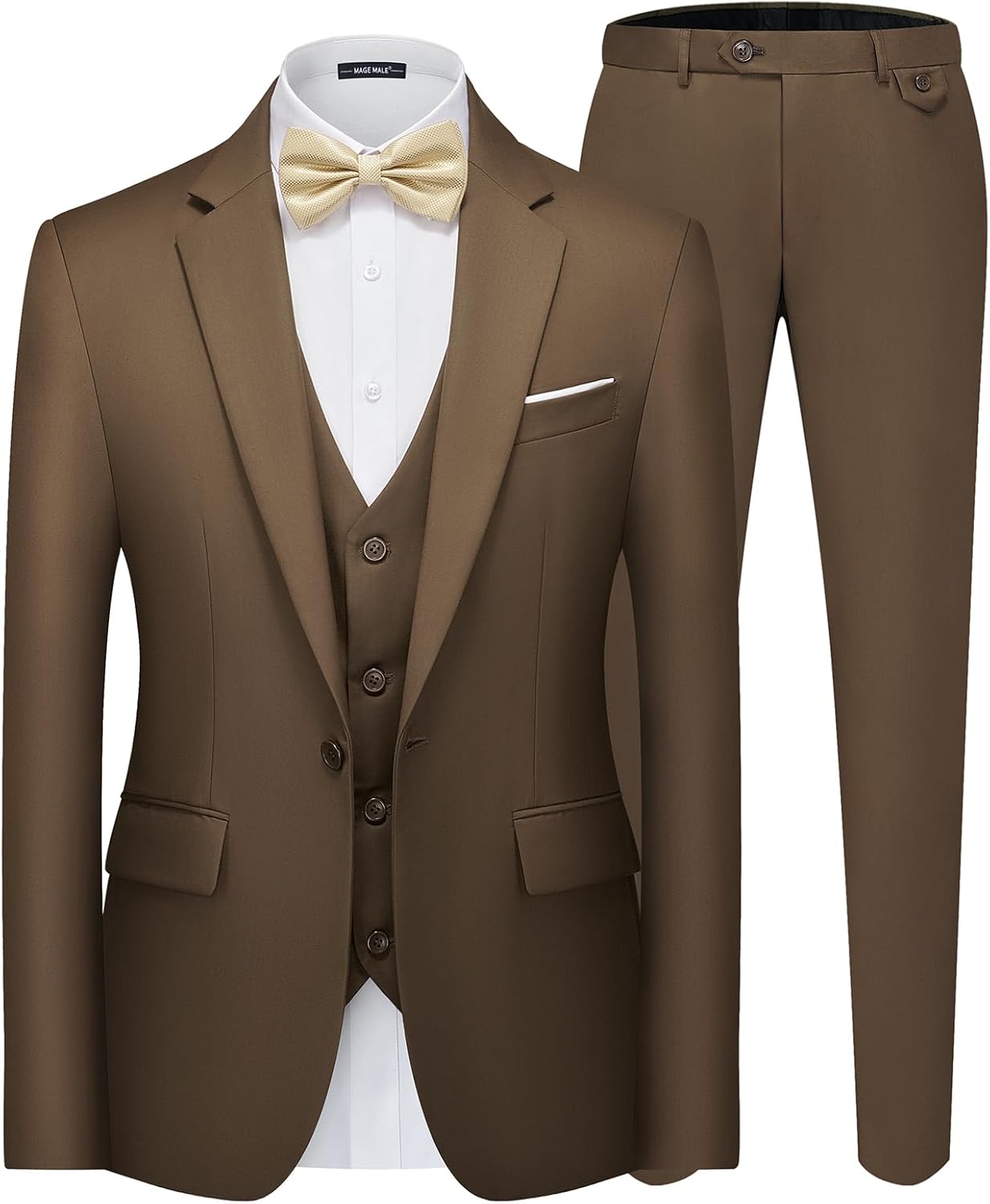 MAGE MALE Men's 3 Pieces Suit Elegant Solid Slim Fit Blazer Set