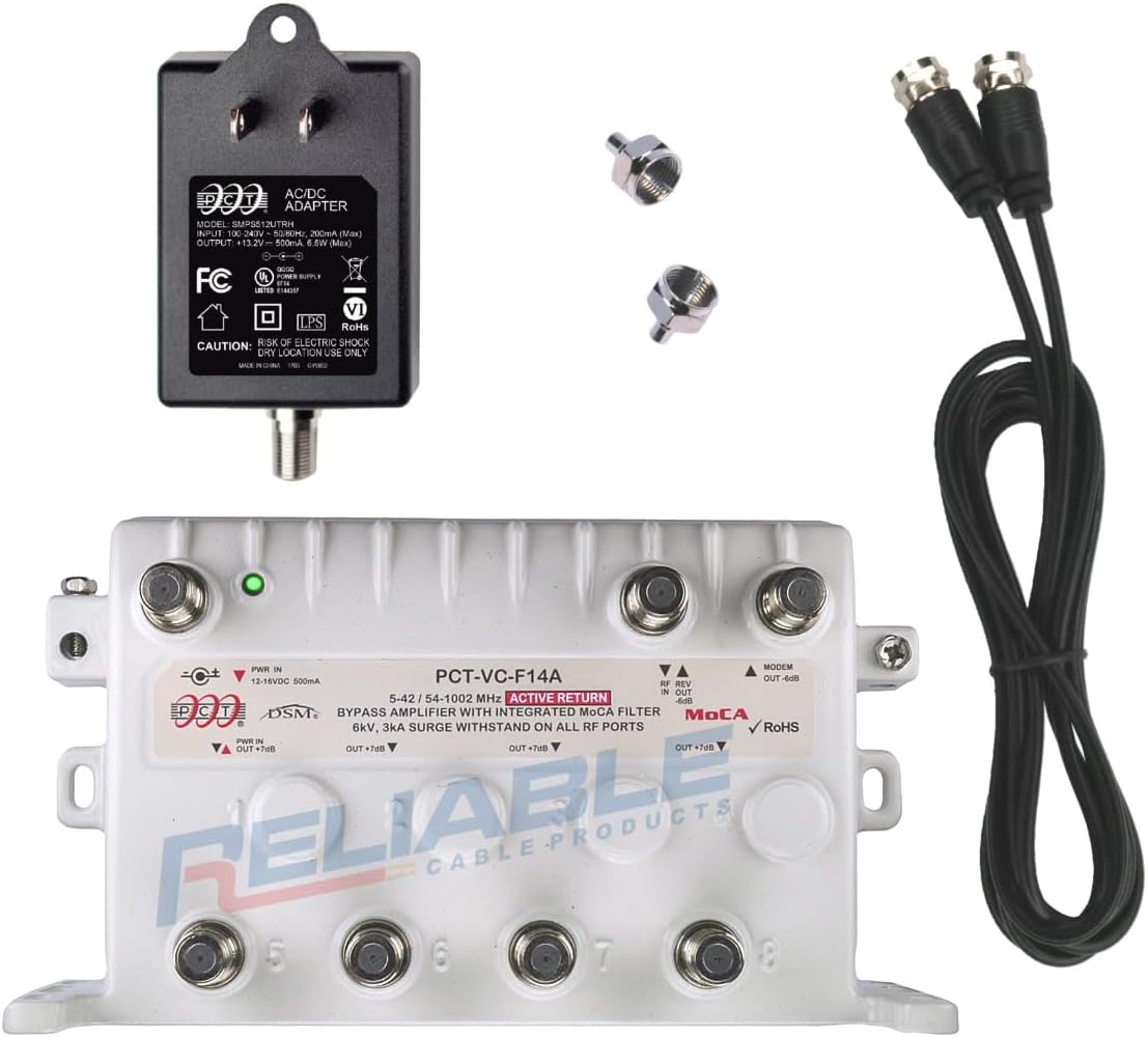 Reliable Cable 5-Port MoCA Cable TV Modem Splitter Signal Booster