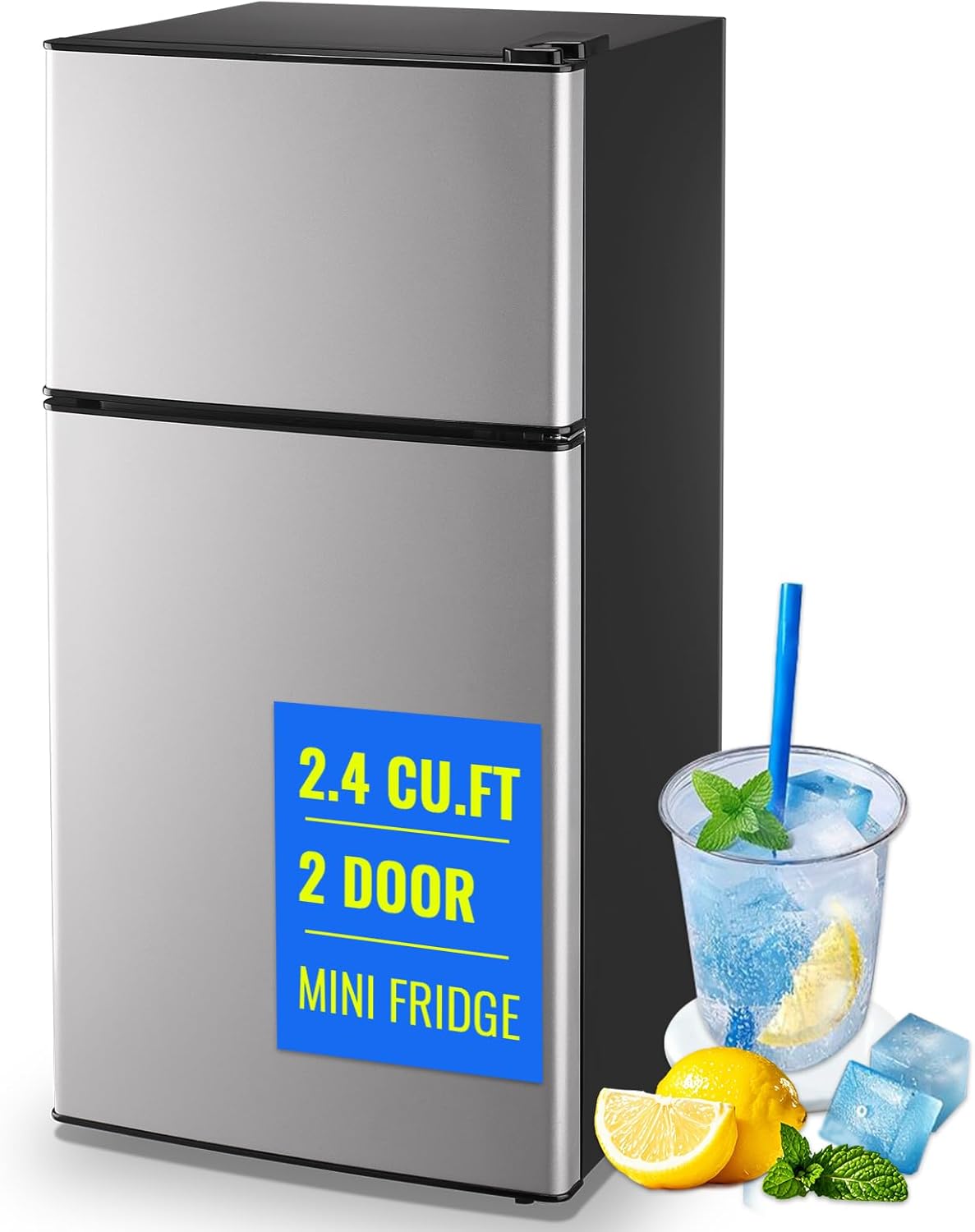 Compact 2.4 Cu.ft Mini Fridge with Freezer for Small Spaces