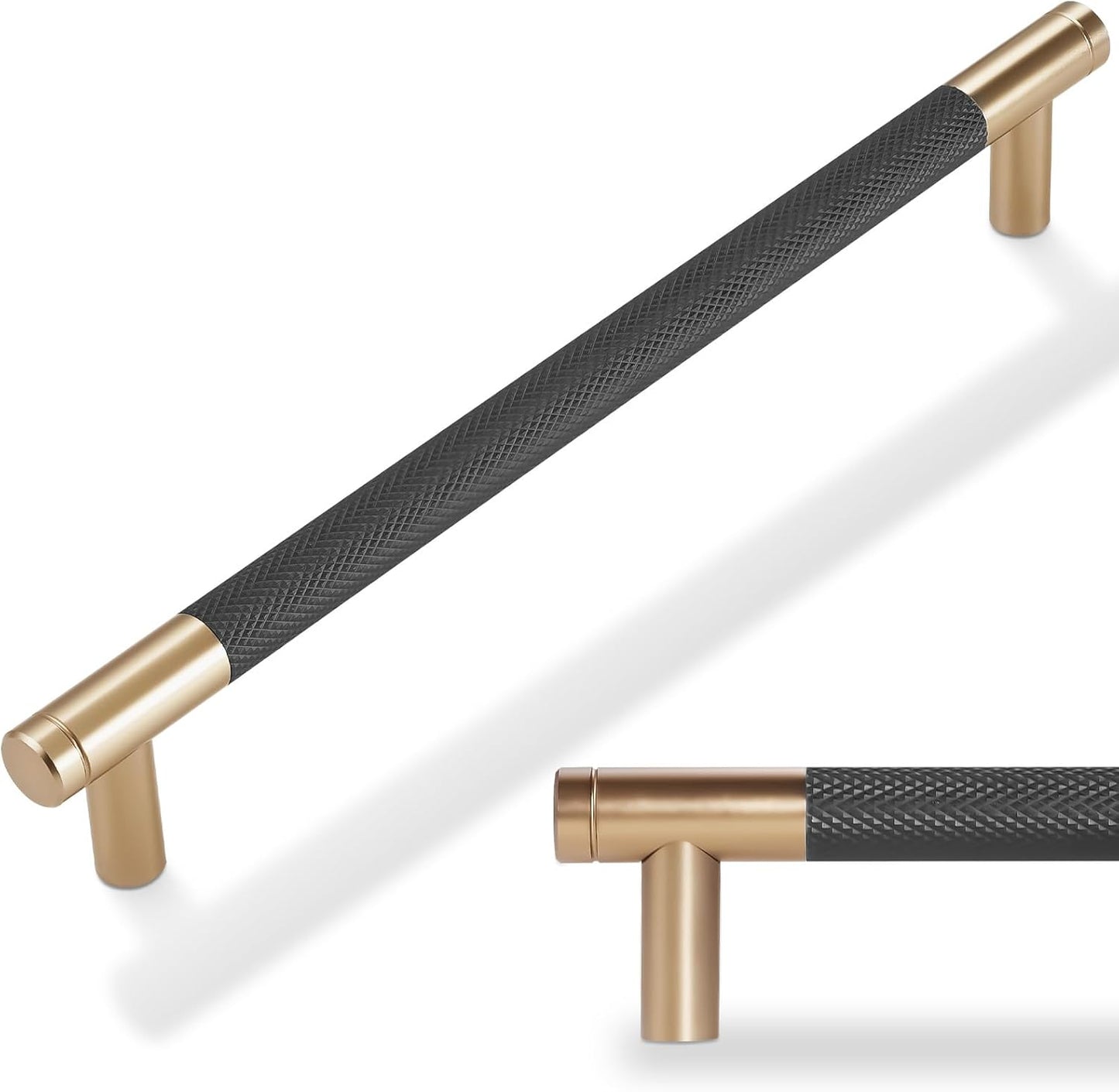 10 Pack Black and Champagne Copper Knurled Cabinet Pulls for Your Home