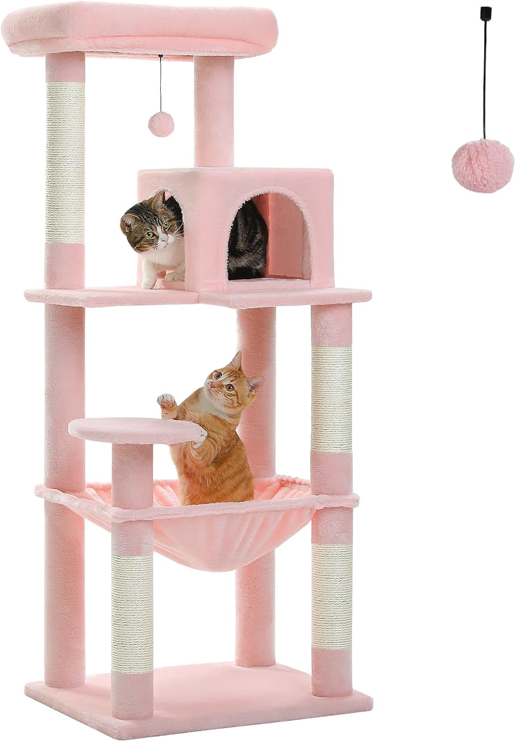 PETEPELA 56.3ft' Tall Cat Tree with Large Hammock for Cats
