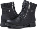STQ Women's Combat Boots Lace up Ankle Booties - Vegan Comfort