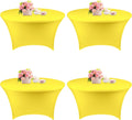 5FT Round Spandex Tablecloth 60in Yellow 4-Pack - Stretch Fit