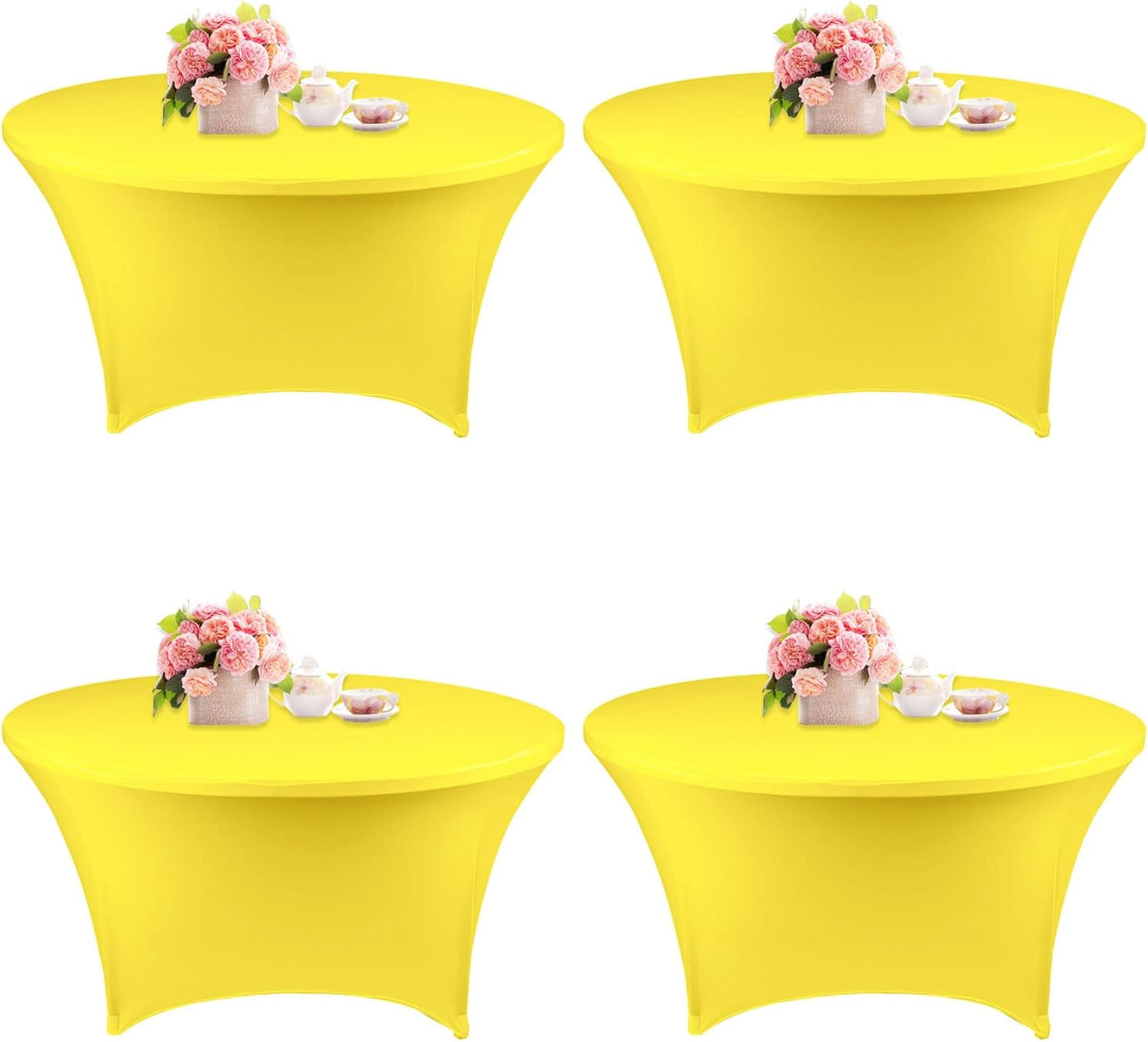 4 Pack 5FT Round Spandex Tablecloth for Weddings and Parties
