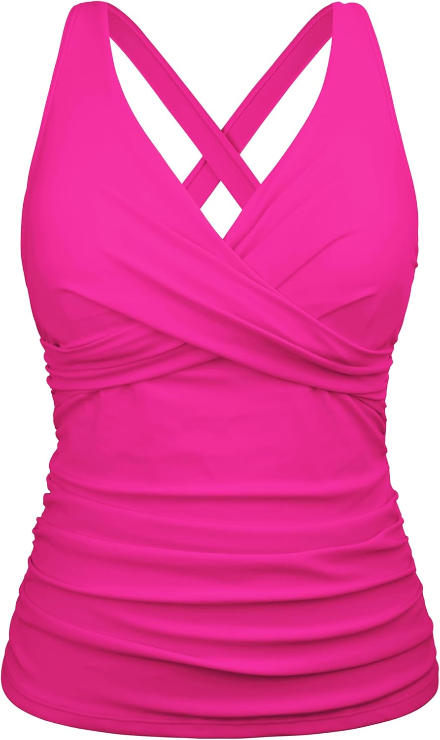 Firpearl Underwire Tankini Top for Big Bust with Tummy Control