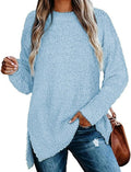 Qearal Long Sleeve Fuzzy Popcorn Knit Sweater - Cozy Everyday Pullover