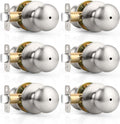 Probrico Keyless Privacy Door Knobs 6 Pack Brushed Nickel - 6 Locks