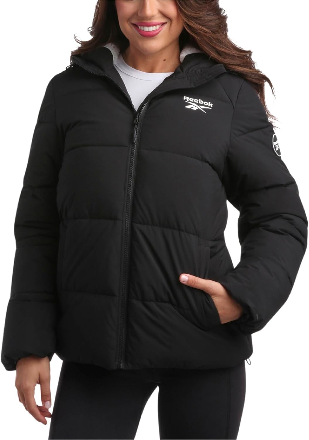 Reebok Women's Puffer Jacket with Fur Lining for Warmth
