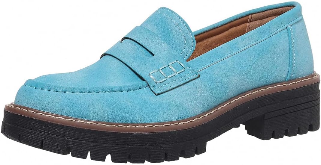 Womens Loafers Shoes Platform Chunky Penny Loafer for Comfort