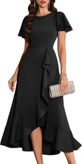 BeryLove Women Formal Party Dress Flutter Short Sleeve - Elegant