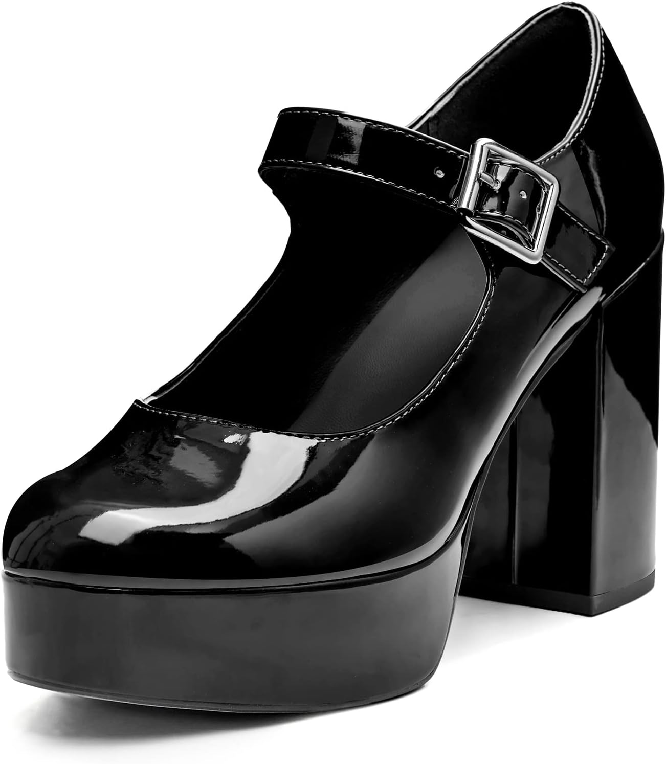 Coutgo Womens' T-Strap Round Toe Chunky Platform Heels Review