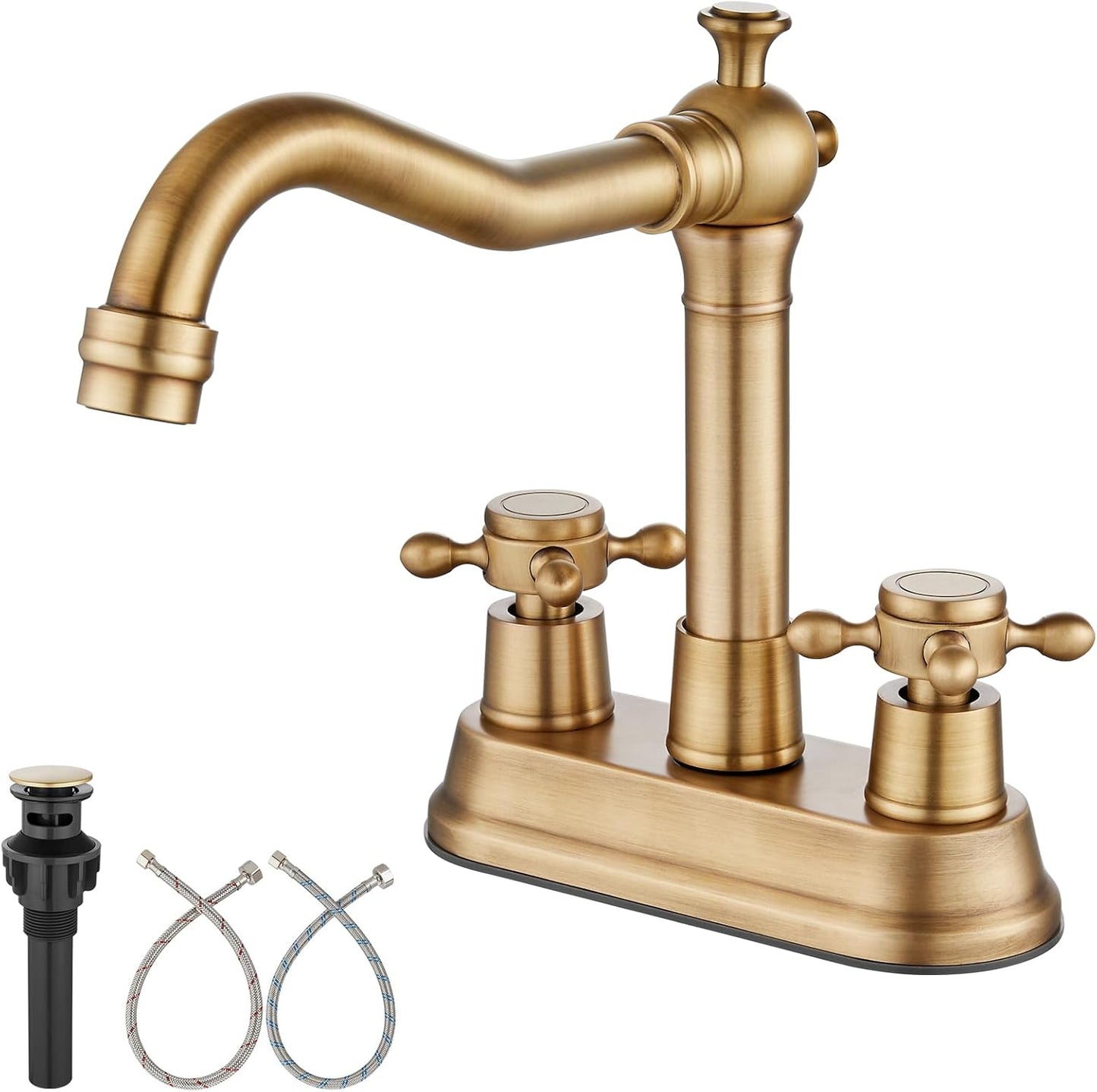 Vintage 4 Inch Centerset Bathroom Sink Faucet with Cross Handles