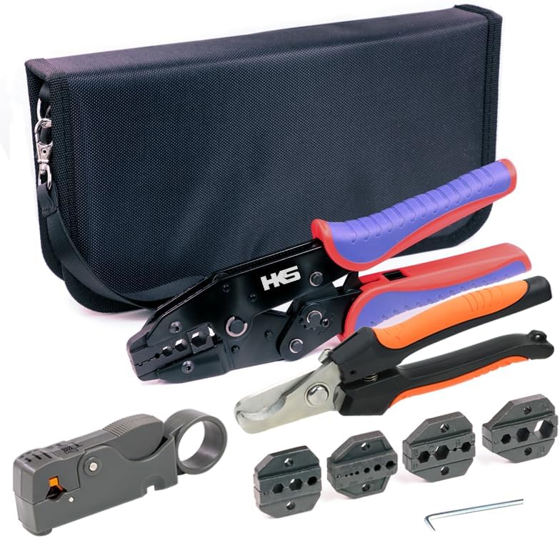 HKS Coax Ratchet Crimping Tool Kit for Coaxial Cables