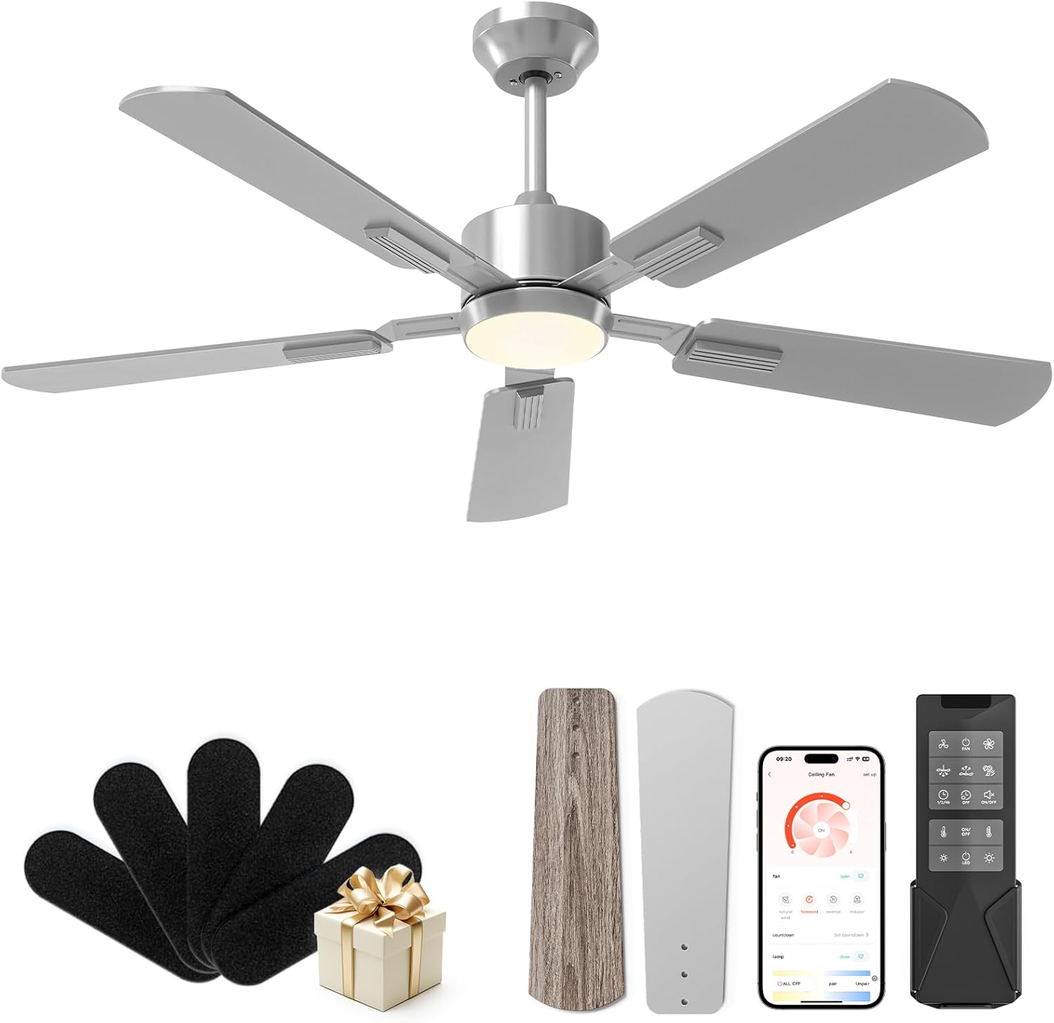 CubiCubi 52 inch Ceiling Fan with Lights and Remote Control
