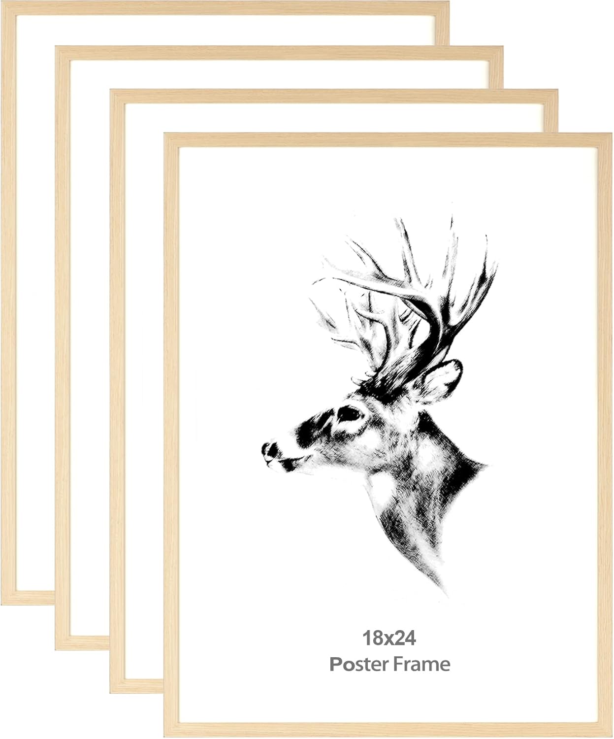 18x24 Oak Poster Frame Set of 4 for Photos and Art Prints