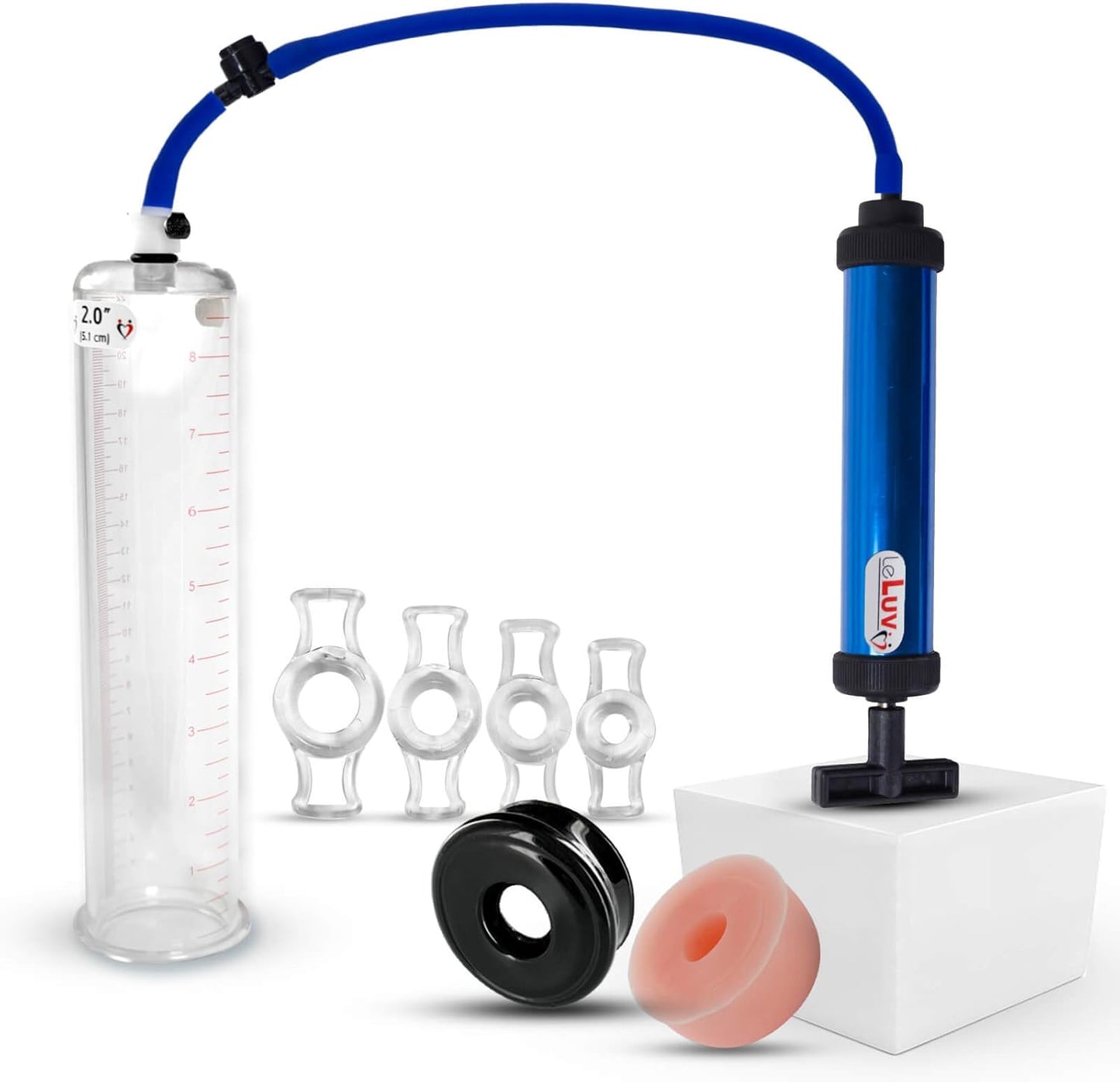 LeLuv Aero Penis Pump Kit with Silicone Hose and Constriction Rings