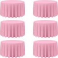 Pink Round Tablecloth 120 in 6 Pack - Washable Polyester for Events