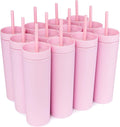 STRATA CUPS Pink Skinny Tumblers with Lids and Straws (12 pack)