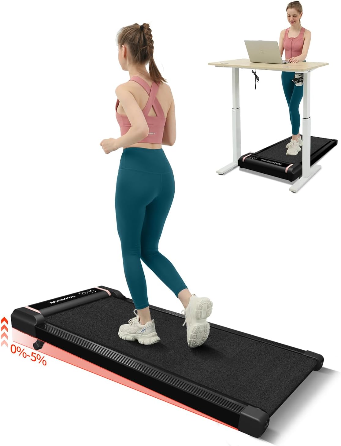 Walking Pad Treadmill with Incline for Home Office Fitness