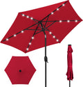 Outdoor Solar Market Umbrella 7.5ft Red - LED Lighted Shade