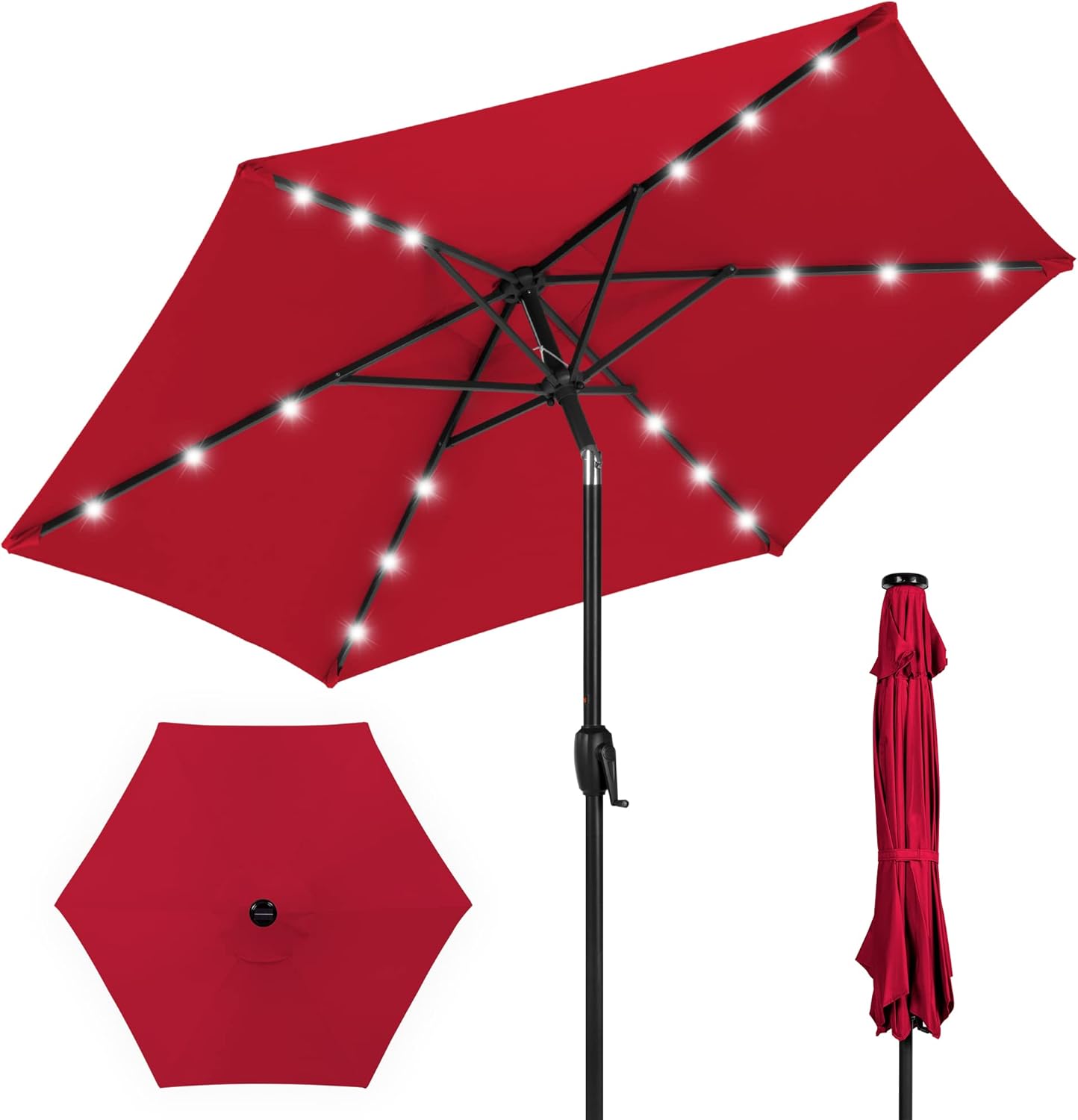 7.5ft Outdoor Solar Market Table Patio Umbrella with LED Lights