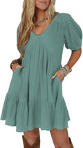 Women's Summer V Neck Mini Dress - Flowy Casual Sundress 2025