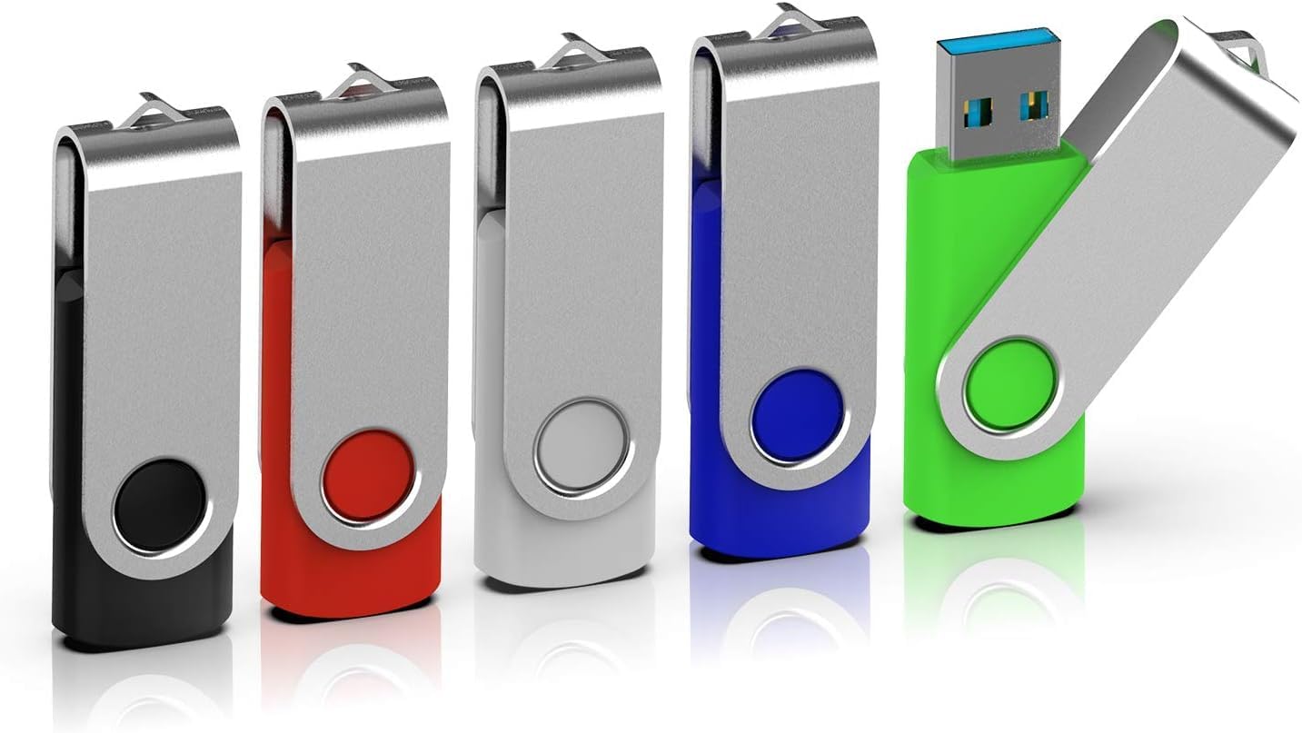 TOPESEL 5 Pack 128GB USB 3.0 Flash Drive for Fast Data Transfer