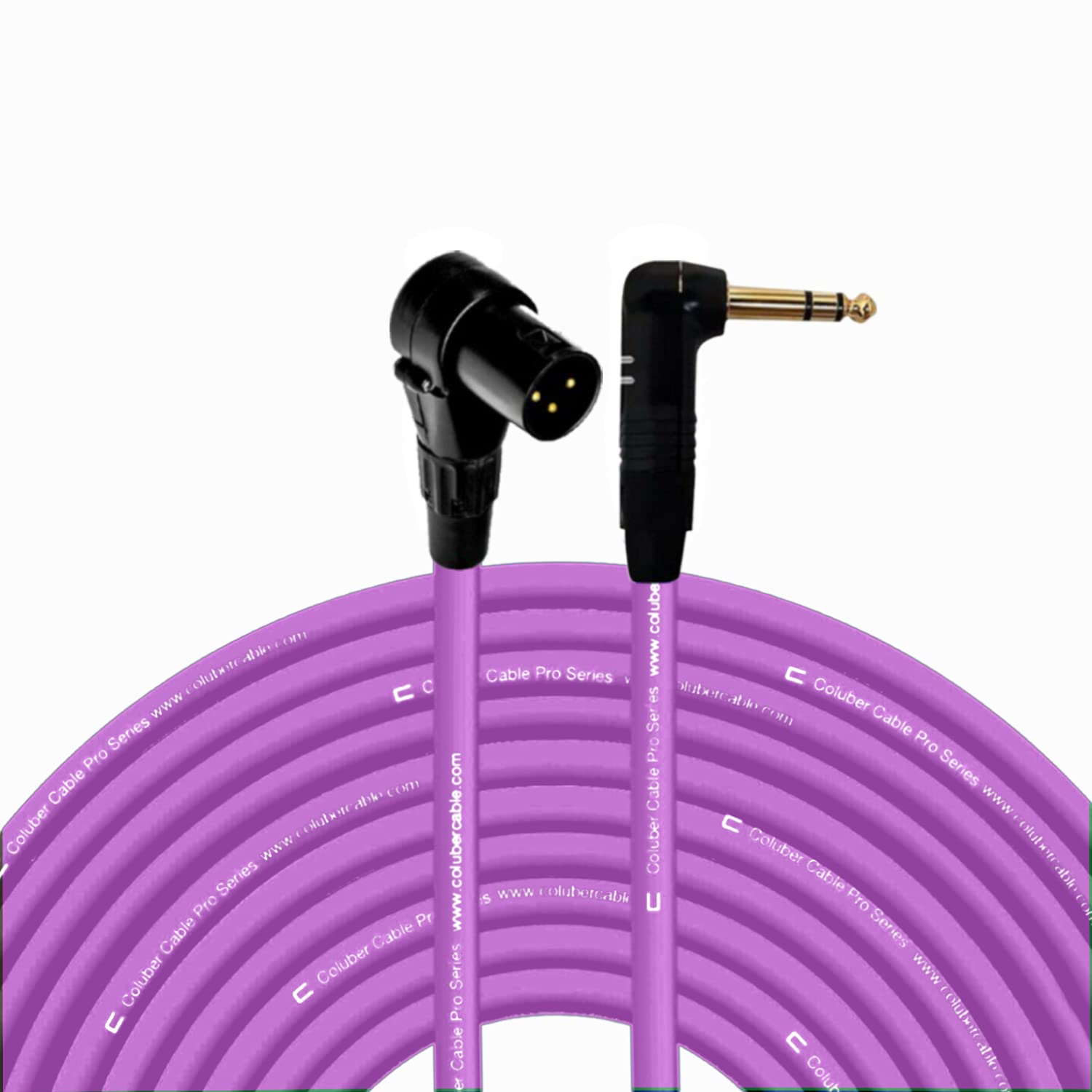 Right Angle XLR Male to 1/4 TRS Cable - 150 Feet Purple
