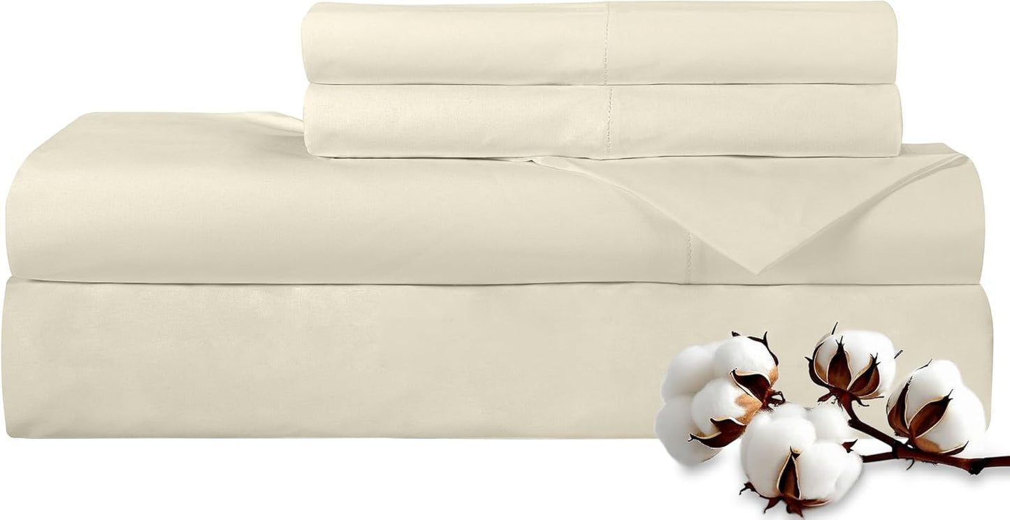 300 Thread Count King Bed Sheets Set - Soft Cotton Luxury
