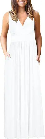 MOLERANI Women Sleeveless Deep V Neck Maxi Casual Dress Review