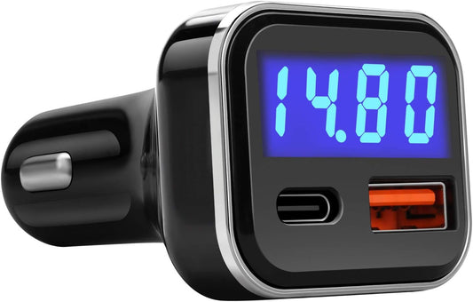 JEBSENS 30W USB C Car Charger: Fast PD & QC, Volt Meter, iPhone Galaxy Compatible