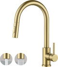 Gold Kitchen Faucet with Pull Down Sprayer - High Arc Brushed Gold