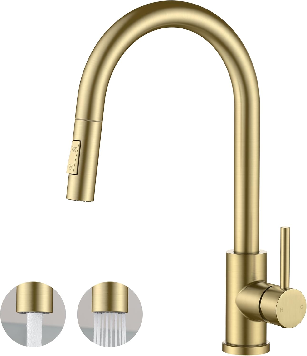 FORIOUS Gold Kitchen Faucet with Pull Down Sprayer for Your Home