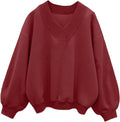 Hilinker Womens V Neck Oversized Sweatshirts Casual Drop Shoulder