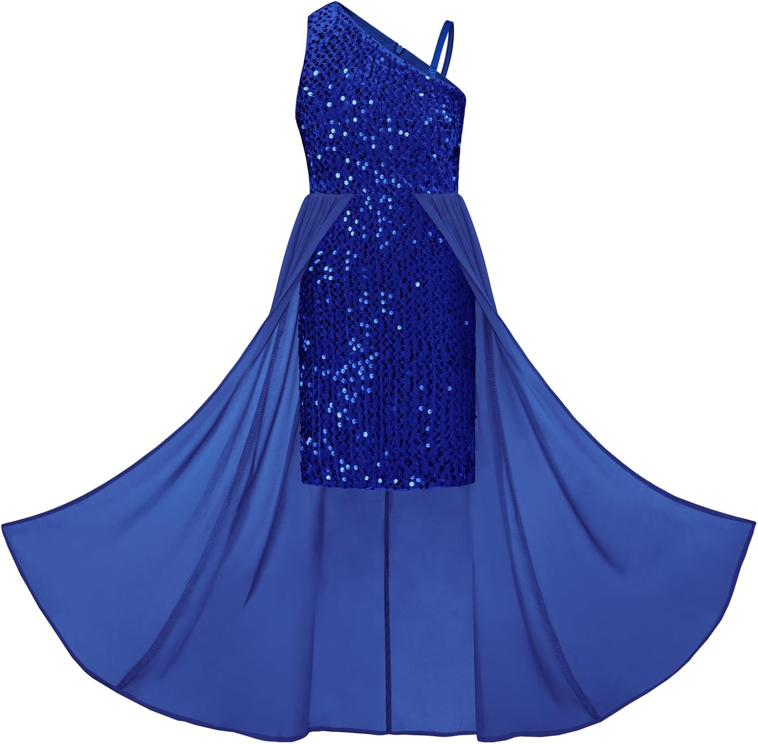 Girls Sequin Dress One Sleeve for Prom and Pageant Events