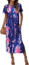 Naggoo Women's Split Maxi Tie Dye Dress - Comfortable Everyday Wear